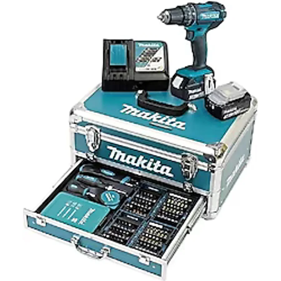 Makita DHP482RFX9 Çift Akülü 3 Ah 96 Parça Darbeli Matkap Seti