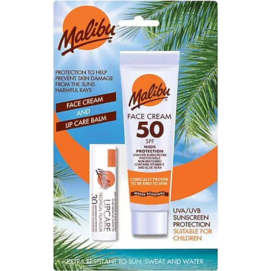 Malibu Güneş Koruyucu Yüz Losyonu SPF50+Dudak Koruyucu&Nemlendirici SPF30