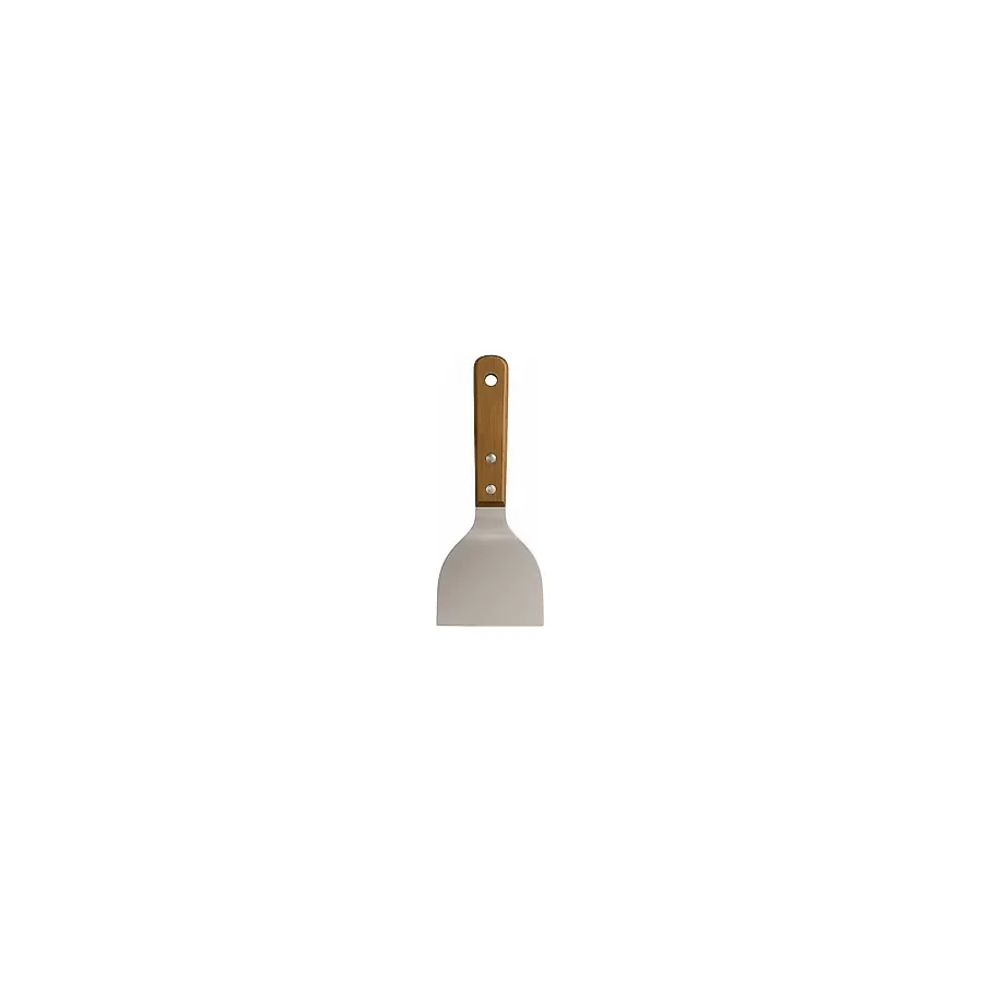 MallArt Ahşap Saplı Paslanmaz Çelik Spatula - 24cm Eğilimli Çok Amaçlı Mutfak Spatulası Izgara, Burger, Sebze, Temizlik için Profesyonel Metal Spatula
