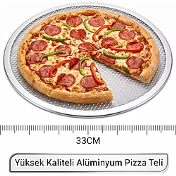 Mallart Alüminyum Pizza Pişirme Teli 33 Cm - Çıtır Tabanlı Profesyonel Pizza Tepsisi, Delikli Yuvarlak Fırın Teli, Lavaş Ve Pide Pişirme Izgarası
