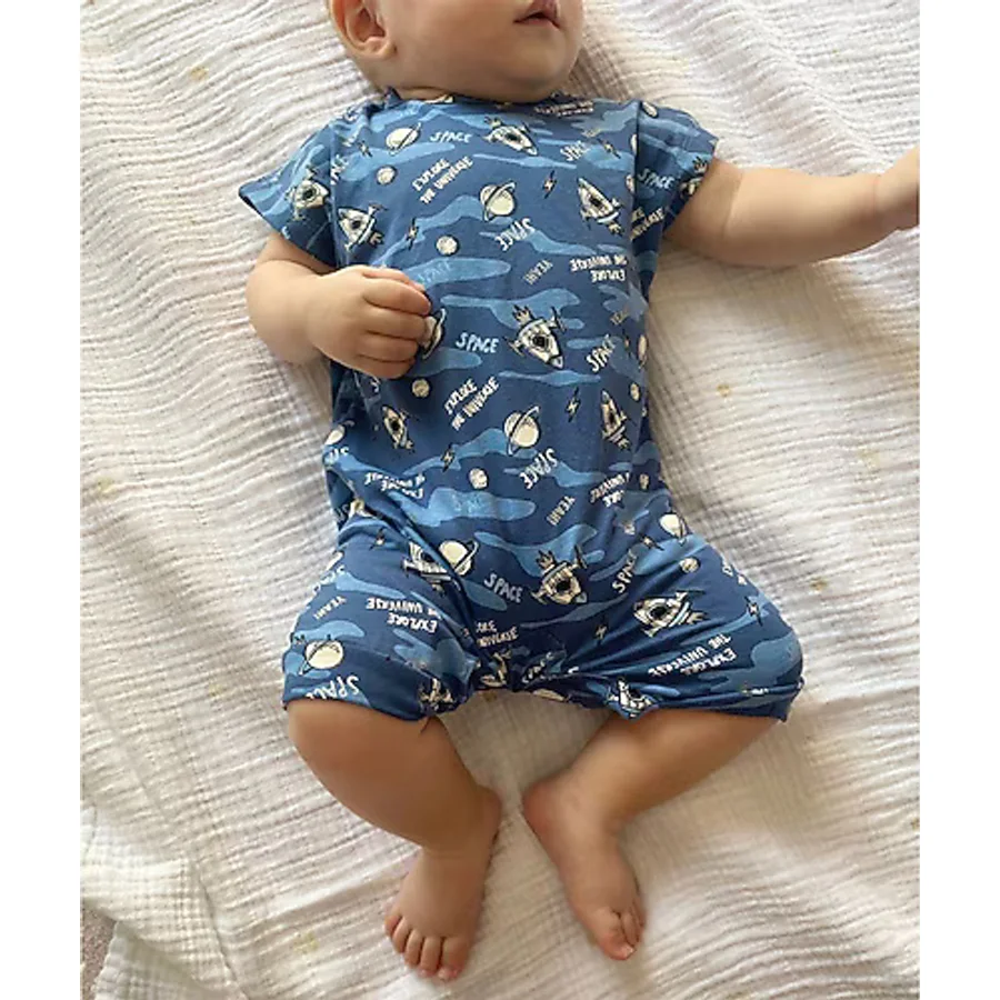 Mama Yoyo Uzay Temalı Kısa Kollu Pijama Tulum