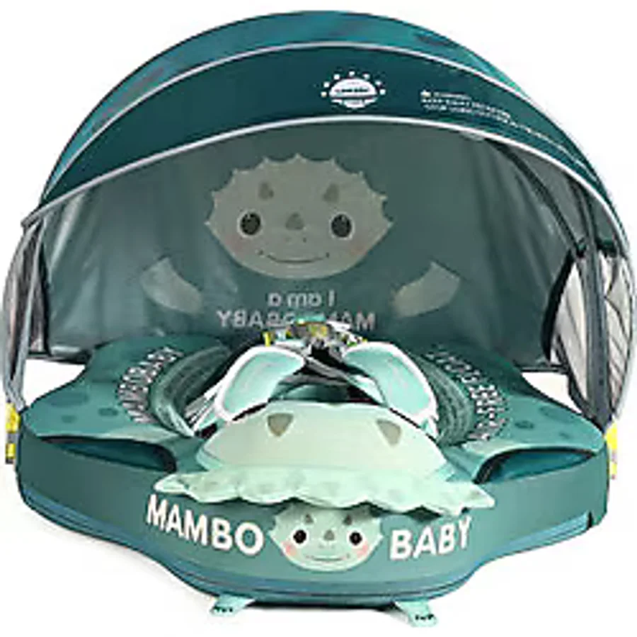 Mambobaby Yüzme Simidi - Tri Dino, Emniyetli, Gölgelikli ve Ayak Destekli