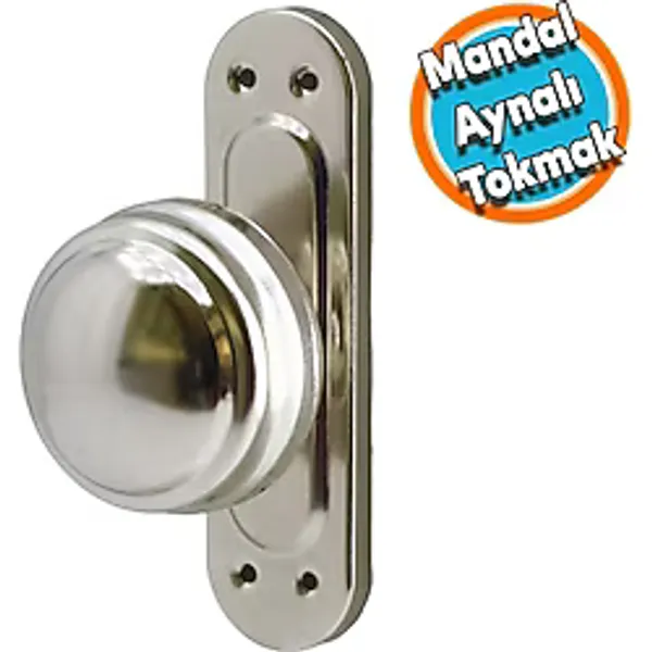 Mandal Aynalı Kapı Tokmağı Topuzu Çekme Kolu Metal Tokmak Nikel - Çok Renkli - Standart