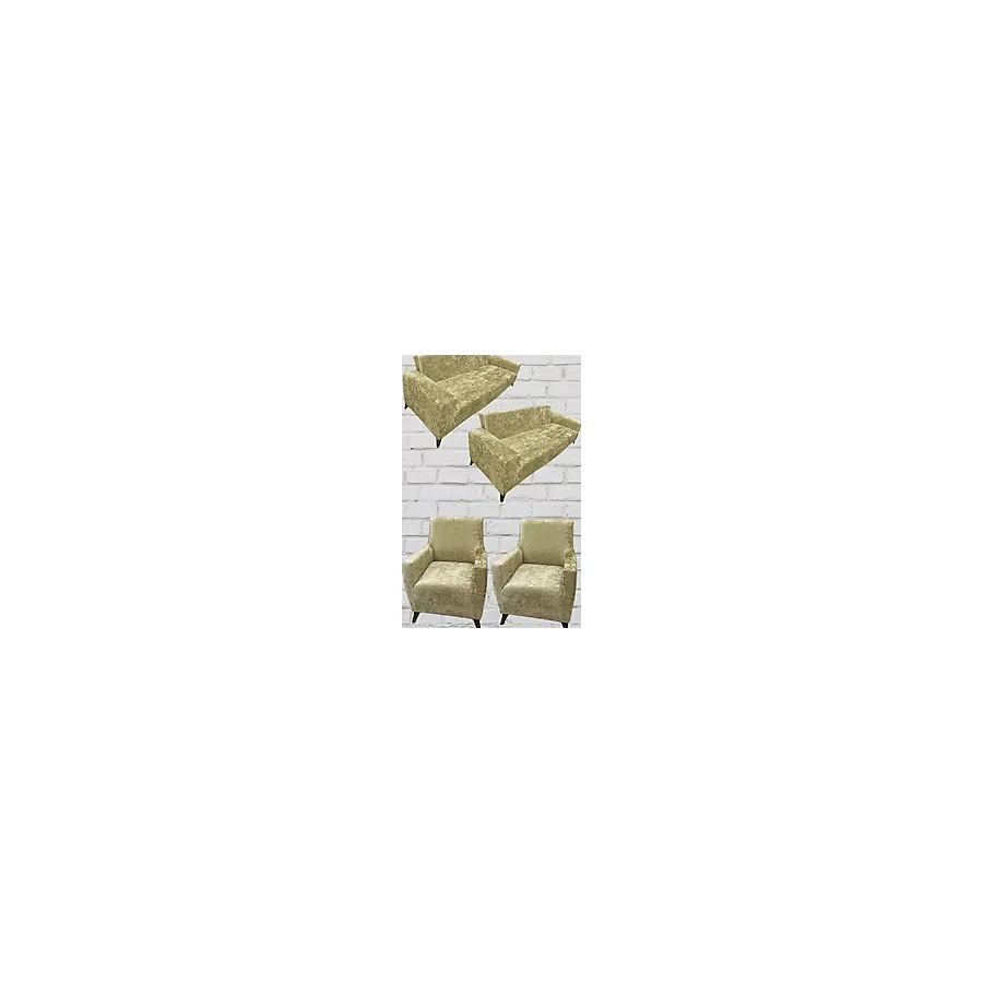 Mandaş Kadife Koltuk Örtüsü Maxi Takım (3+3+1+1)-Gold - Altın - 180 x 230 cm