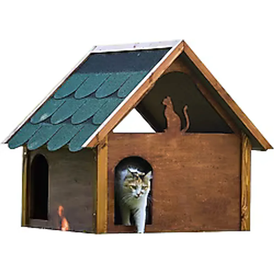 Mandu Teraslı Ahşap Kedi Evi