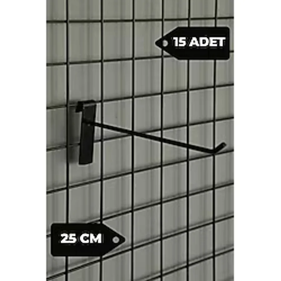 Manken İstanbul 25 cm Siyah Tel Pano Kancası Raf Askısı - 15 ADET