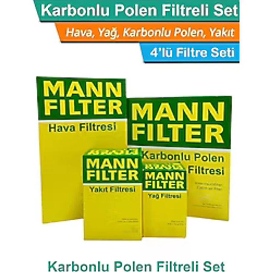 Mann Fılter VW Golf 7 1.6 TDI Dizel MANN Filtre Bakım Seti 2013-2019 (HAVA+YAĞ+YAKIT+KARBONLU POLEN)