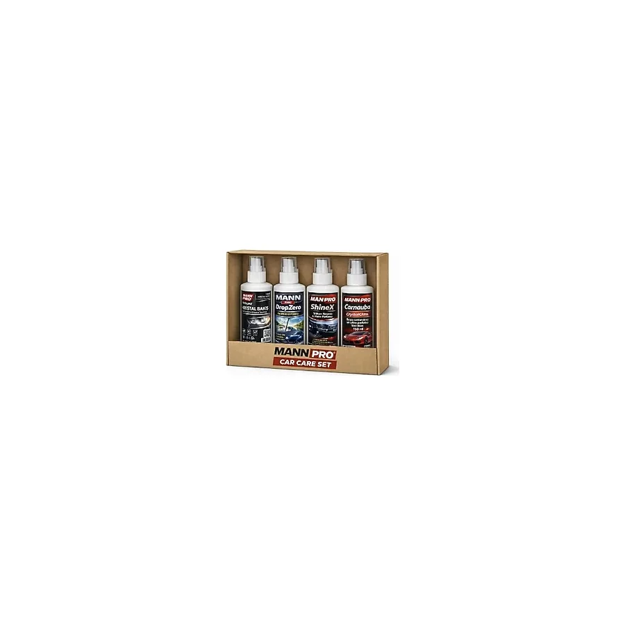 Mann Pro x 4 Bakım Seti-Carnauba Sıvı Wax+Yağmur Kaydırıcı+Far Temizleyici+Torpido Parlatıcı 150ML