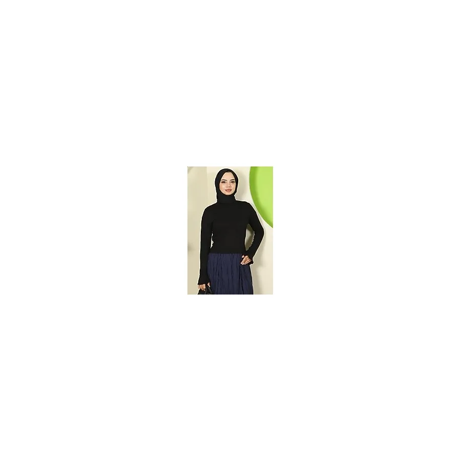 Manşeti Volanlı Bisiklet Yaka Body Siyah HM2818