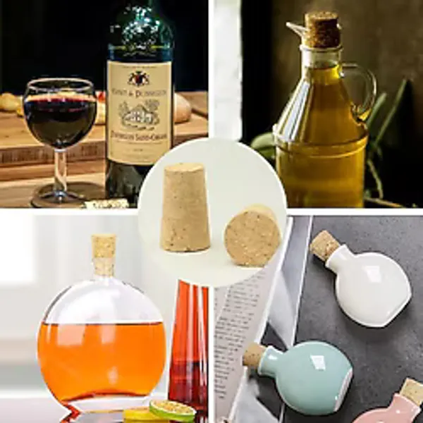 Mantar Tıpa Şişe Başlığı Yağdanlık Tıpası, Şarap, Soda, Cam Şişesine Uyumlu Konik Mantar Tıpa - 3 Adet