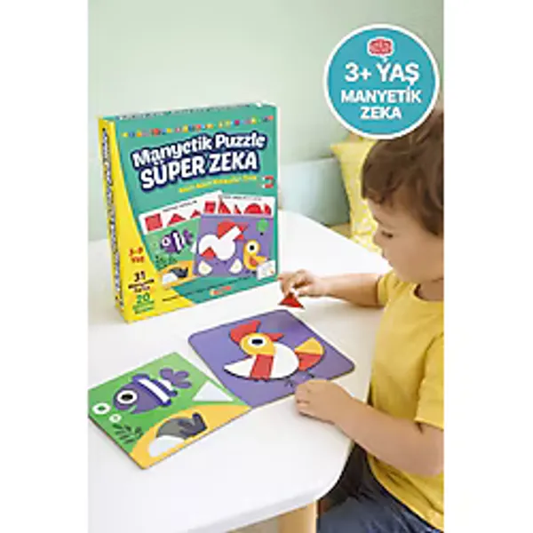 Manyetik Puzzle Süper Zeka Oyunu 3+ Yaş Eğitici Manyetik Şekiller Tangram Seti