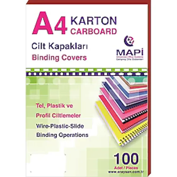 Mapi A4 Karton Kapak 250 Gr. Bordo 100 Lü