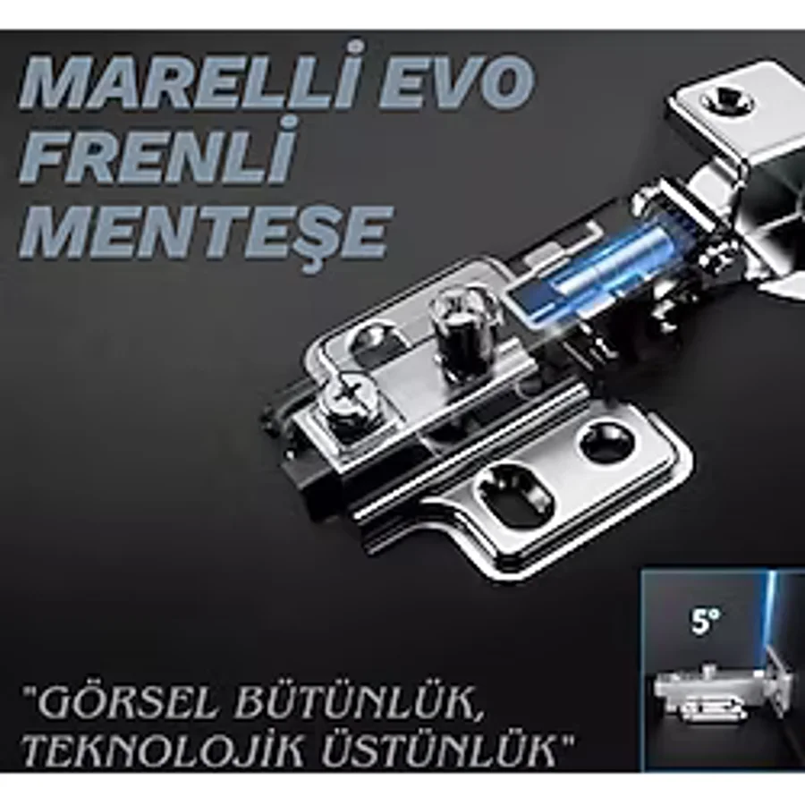Marelli Evo Star Tipi Frenli (Pistonlu / Stoplu / Hidrolikli) Dolap İçin Menteşe (Yavaşça Kapar) ( Eski Tip Menteşeler İçin)