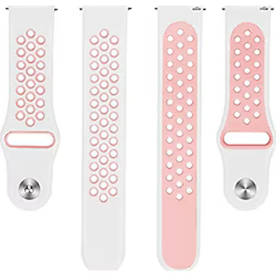 Markacase Fossil Q Gazer Delikli Spor Silikon Kordon Beyaz Pembe - Beyaz - Pembe