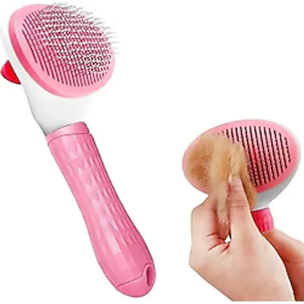 Markapet Kendini Temizleyen Tuşlu 10x20 cm Pembe Kedi Köpek Tarağı