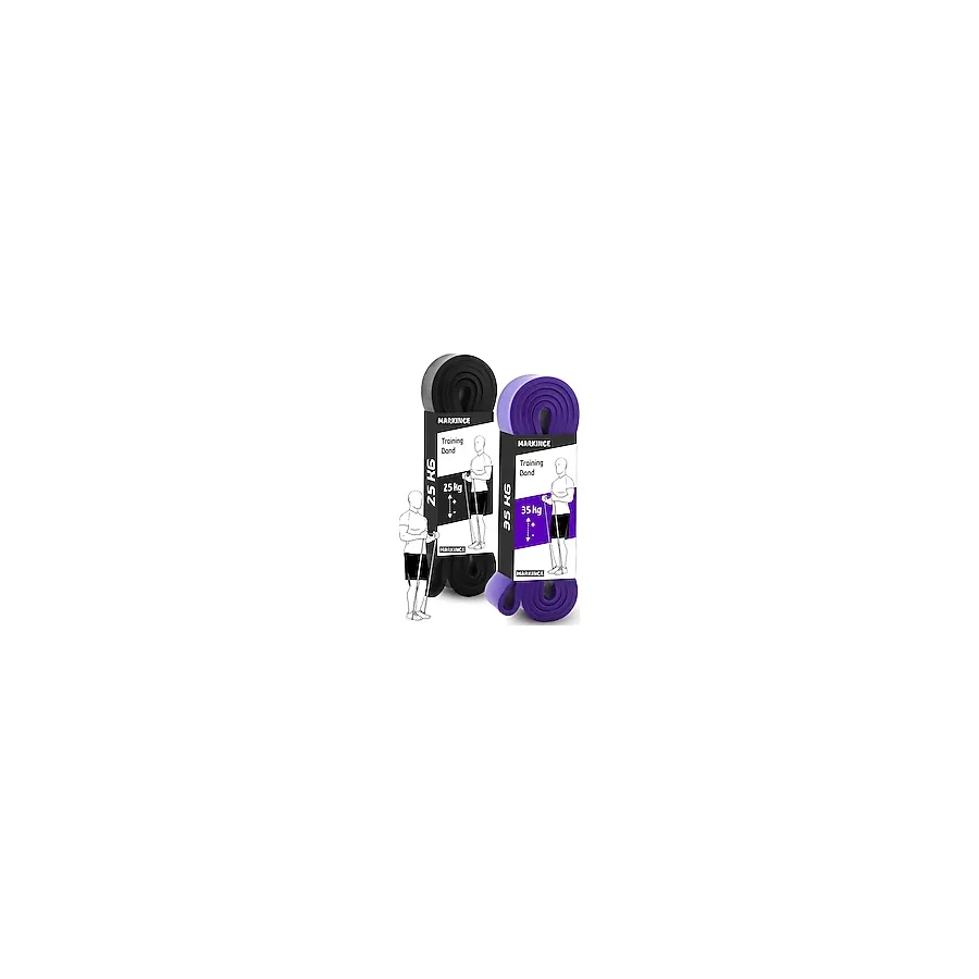 Markince 2li Set 25+35 kg Direnç Bandı Seti Kas Geliştirme ve Fitness İçin Ergonomik Tasarımlı Bant - Siyah - Mor
