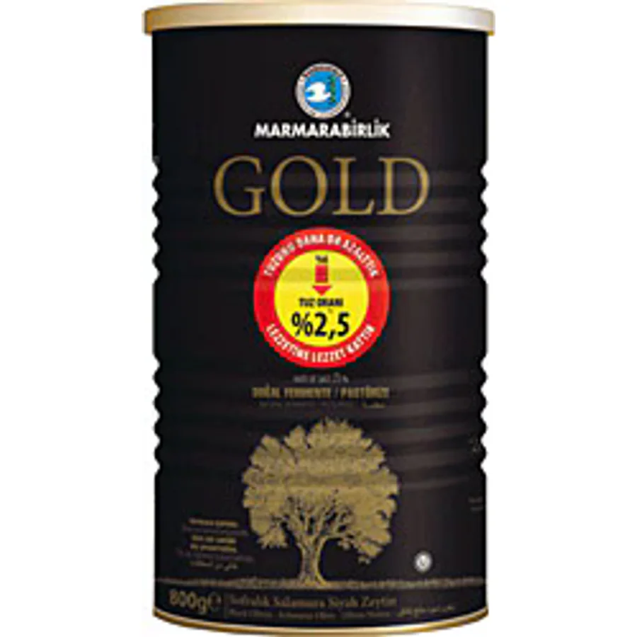 Marmarabirlik Gold Az Tuzlu XL (201-230) 800 gr Siyah Zeytin