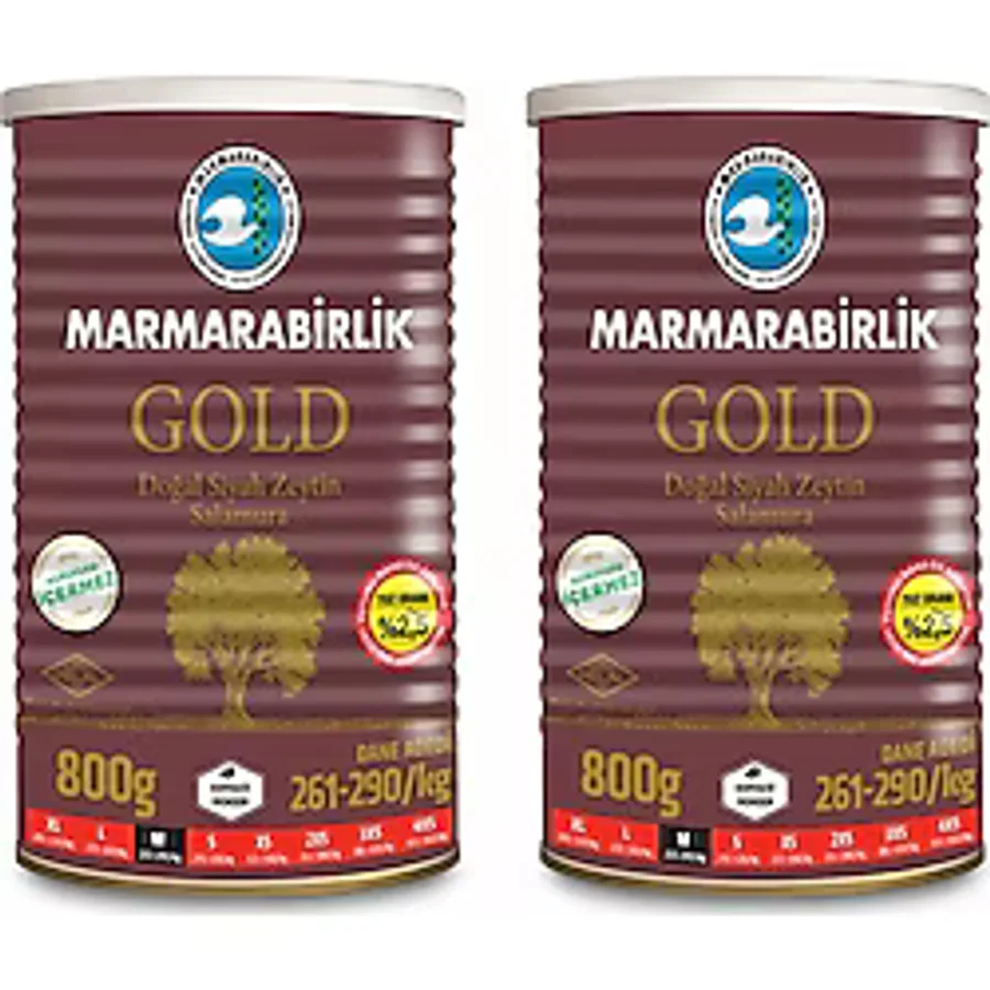MarmaraBirlik Teneke Gold Zeytin 800 Gr X 2 Adet