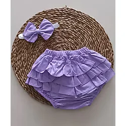 MARS BABY Kız Bebek Lila Fırfır Şort Etek Ve Bandana Takımı