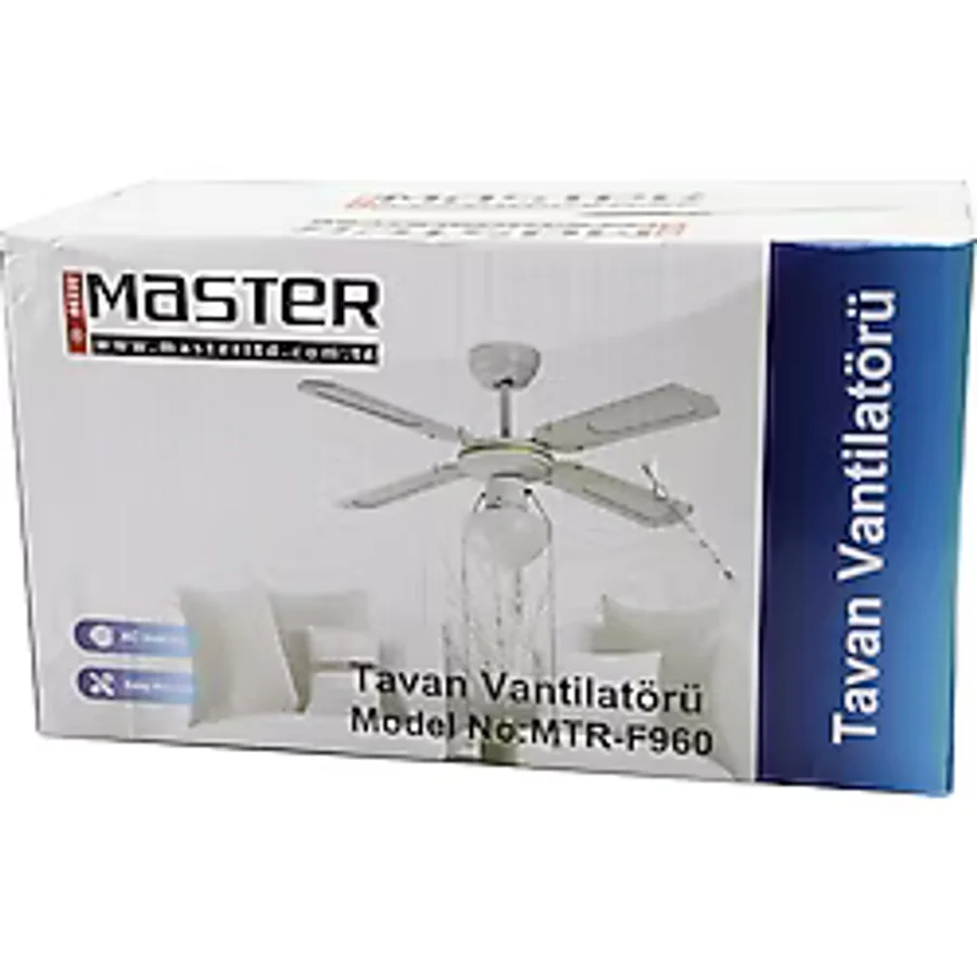 Marsilyan Master MTR-F960 Beyaz Metal Gövde - Beyaz Ahşap 4-Kanat2in1=tavan Vantilatör - Avize 42QUOT;MOTOR-55WLED-45W (4887)