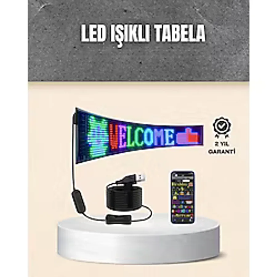 Marsilyan Rgb Kayar Yazılı LED Reklam Ekranı - USB Bağlantılı Esnek Tasarım Ieg - 1 m - 00 Beyaz