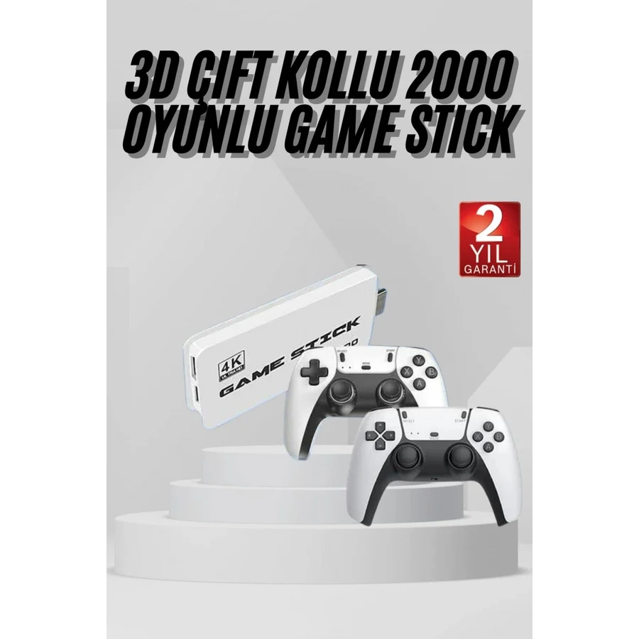 Marsilyan Yeni Nesil 3D 4K 2000 Oyunlu Game Stick Oyun Konsolu Çift Konsol