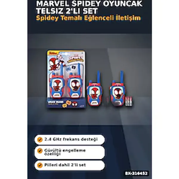 Marvel Ve Spin Oyuncak Telsiz 2'Li Set 100 Metre Menzilli 2.4 Ghz Çocuk İletişim Oyuncağı Bx-316452