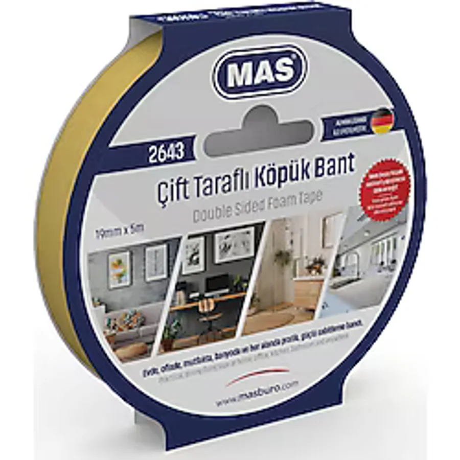 MAS ÇİFT TARAFLI KÖPÜK BANT 19MM X 5M 2643