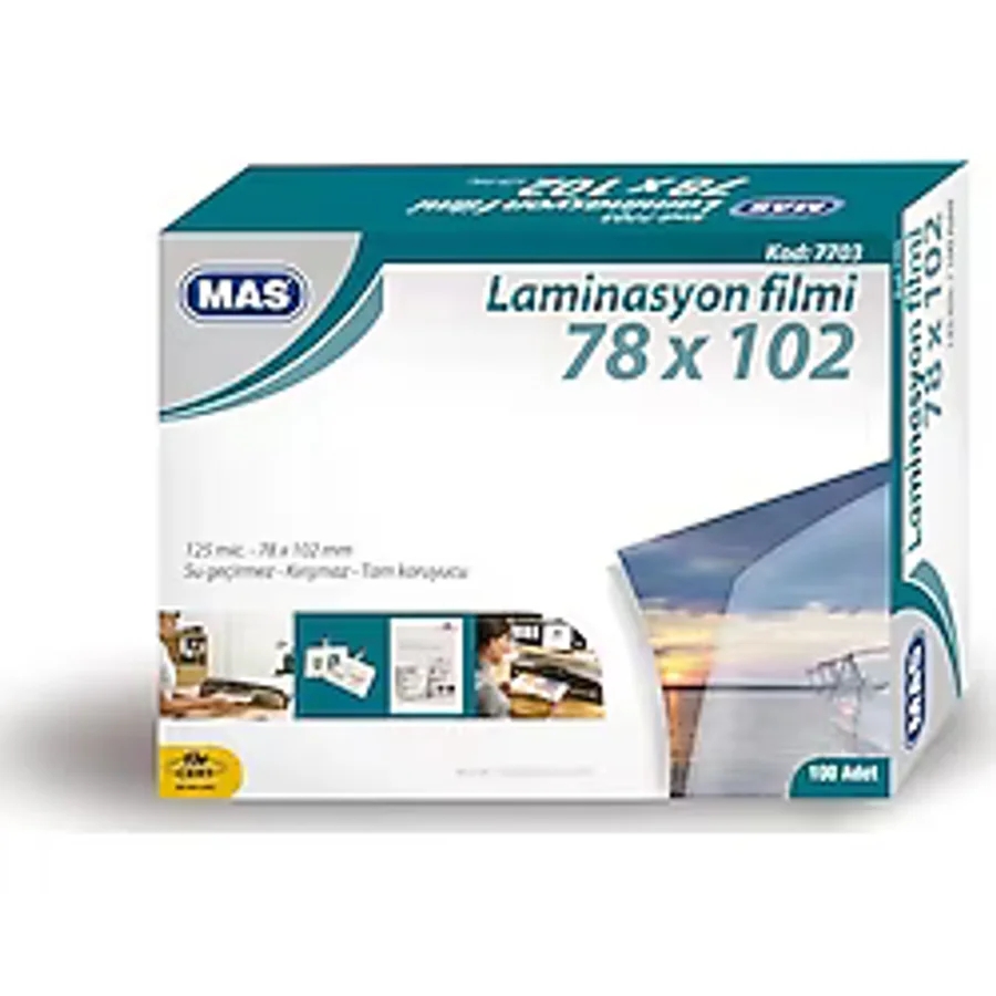 Mas Laminasyon Filmi Parlak 78 X 102 Mm 125 Micron 100 Lü Paket
