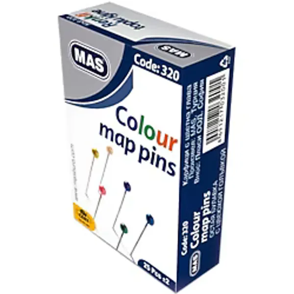 Mas Toplu İğne Renkli Başlı 32 MM (36 Paket)
