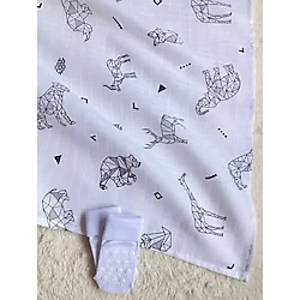 Masal Baby Kids Müslin Battaniye 85X75 cm Bebek & Çocuk & Yeni Doğan Müslin Bez / Origami Müslin Örtü Kaymaz Çorap Hediye
