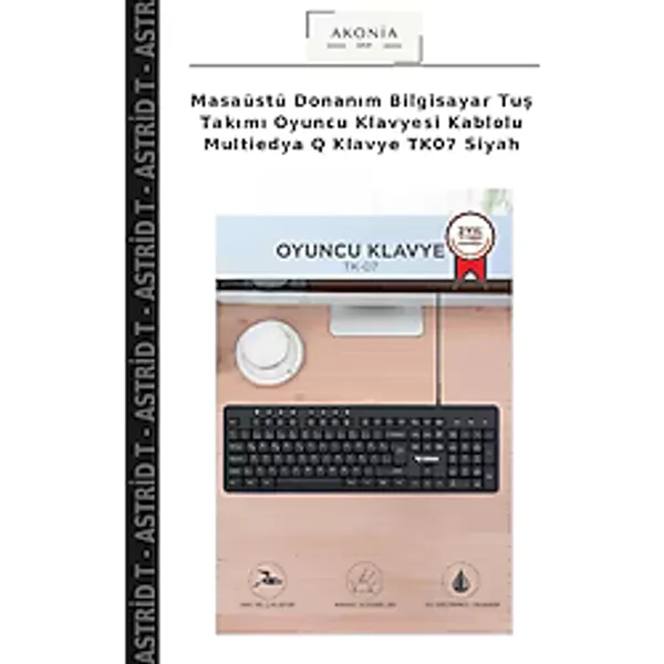 Masaüstü Donanım Bilgisayar Tuş Takımı Oyuncu Klavyesi Kablolu Multiedya Q Klavye TK07 Siyah - Tek Ebat - Çok Renkli