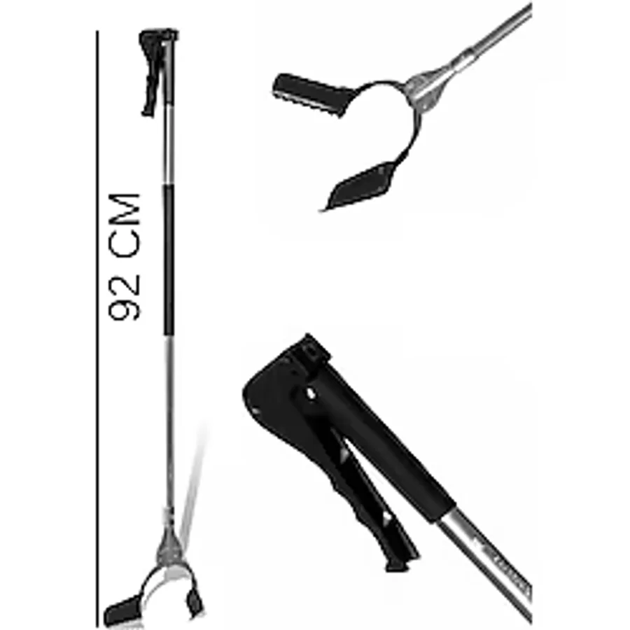 Masfitech Uzatmalı Saplı Yaprak Toplama Aparatı - Bahçe ve Çöp Toplayıcı - Ergonomik Tutmalı - 92 cm - Siyah