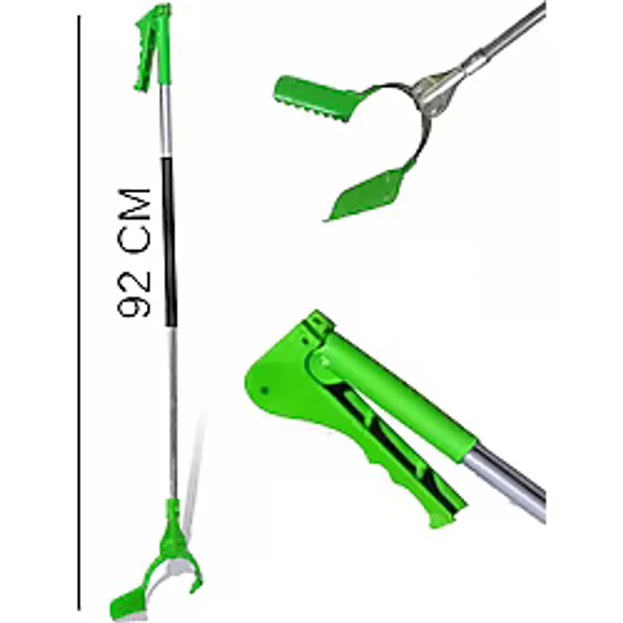 Masfitech Uzatmalı Saplı Yaprak Toplama Aparatı - Bahçe ve Çöp Toplayıcı - Ergonomik Tutmalı - 92 cm - Yeşil