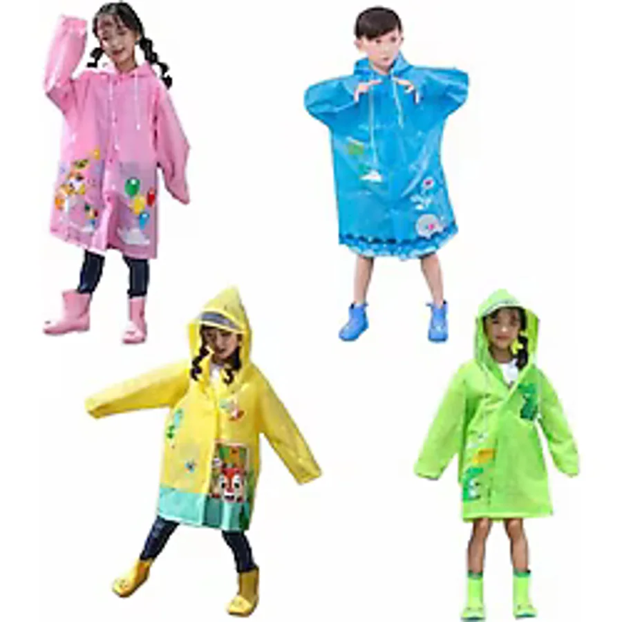 Masho Kids Hayvan Figürlü Kapüşonlu Unisex Çocuk Yağmurluk mavi