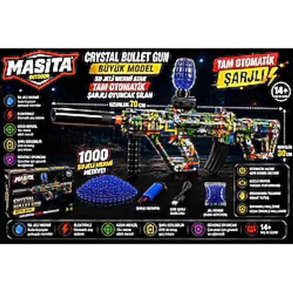 Masita Gel Blaster Su Topu Su Maymuncuğu Atan Oyuncak Şarjlı Tam Otomatik. 70 Cm Karma Renk Ve Model Gönderilir Çok Renkli