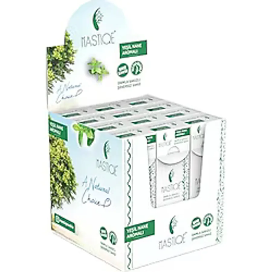 Mastiqe Doğal Yeşil Nane Aromalı Damla Sakızlı Şekersiz Sakız 20 Grx 12 Adet