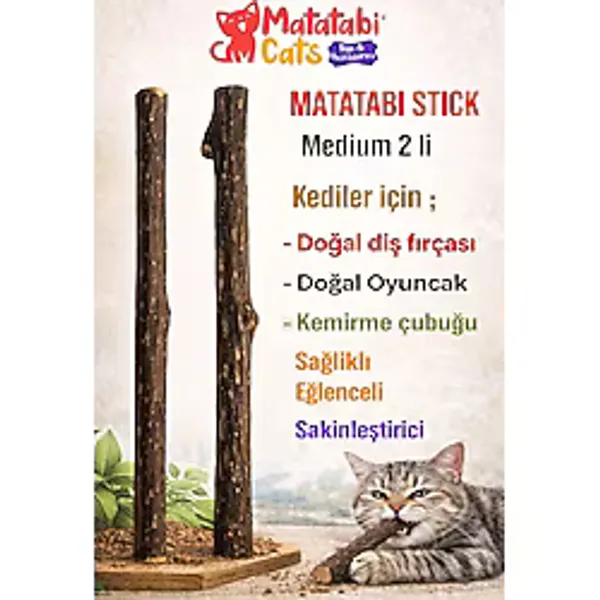 MATATABİ CATS Stick Medium Doğal Kedi Çiğneme Çubuğu, Kedi Oyuncağı 2'li (kedi Otu/nanesi Değildir)