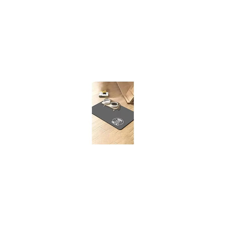 MAtGo Pati Gri Köpekli Evcil Hayvan Beslenme Matı Sıvı Geçirmez Kedi Köpek Mama Paspası 50x70cm