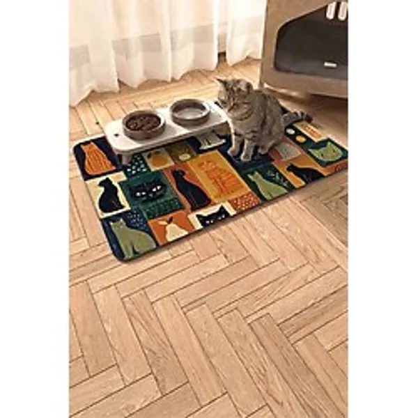 Matgo Pati Kedi Köpek Beslenme Matı 50X70cm Kedi Kolajı Su Geçirmez Kaymaz Mama Kabı Altlığı Paspası
