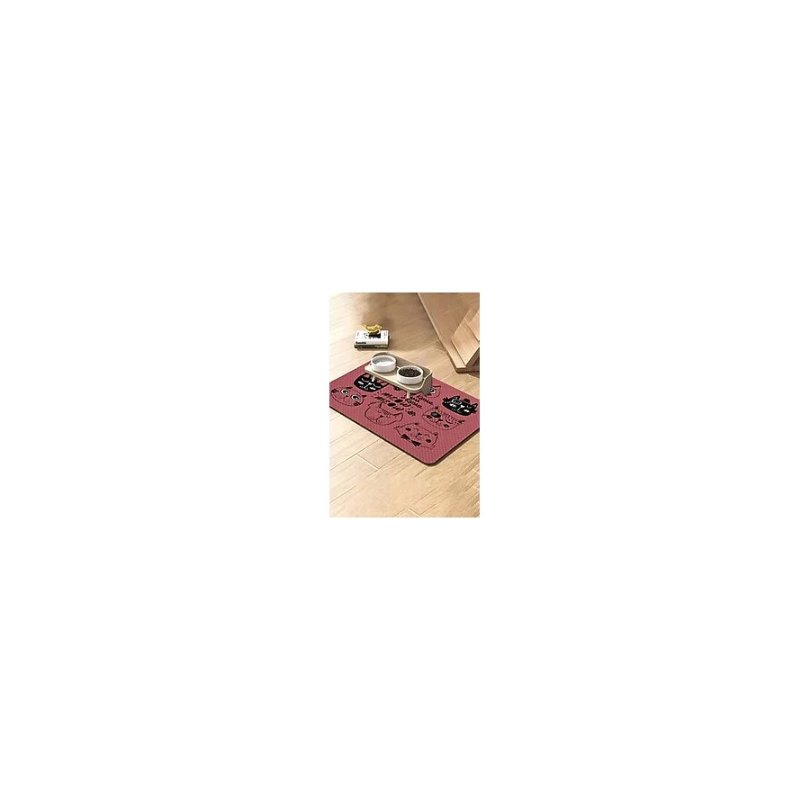 MAtGo Pati Süper Mood Deri Ne Kadar Mama O Kadar Miyav Pembe Beslenme Matı Kedi Köpek Mama Paspası 5