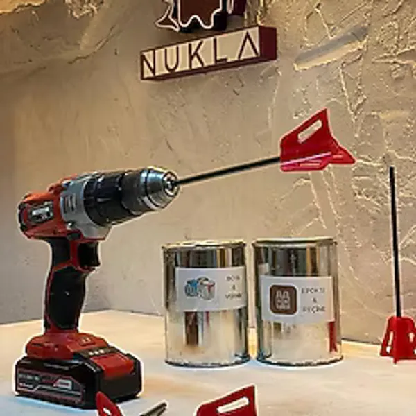 Matkap Karıştırıcı Uç - Epoxy Reçine Karıştırma Ucu, Boya, Taş Tozu ve Alçı İçin Mikser Ucu - Küçük Epoksi İçin Yeniden Kullanılabilir Boya Karıştırma Ucu - Şarzlı Matkap Mixer Ucu. 1-2 Litre