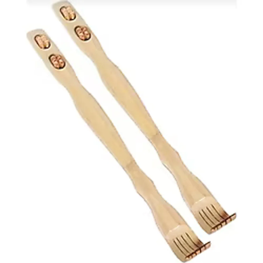 MATMEL 2 ADET Bambu Ahşap Sırt Kaşıyıcı Sırt Kaşıma Aleti 47 cm Tekerlekli Masaj Aparatlı