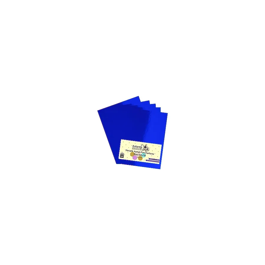Mavi 50x70 Metalik Aynalı Fon Kartonu 5 Adet 1 Paket Artlantis Aynalı Metalik Fon Kartonu