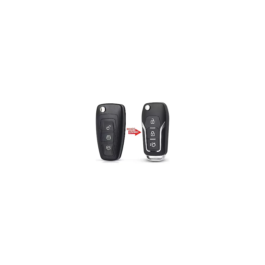 Mavi Keys Ford Focus Fiesta Transit Mondeo Custom Sustalı Çevirici- Dönüşüm 3 Düğmeli Anahtar Kumanda Kabı