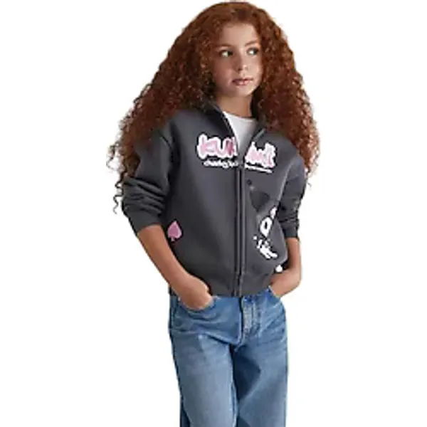 Mavi Kuromi Baskılı 7S10167 Kapüşonlu Tam Fermuarlı Çocuk Sweatshirt