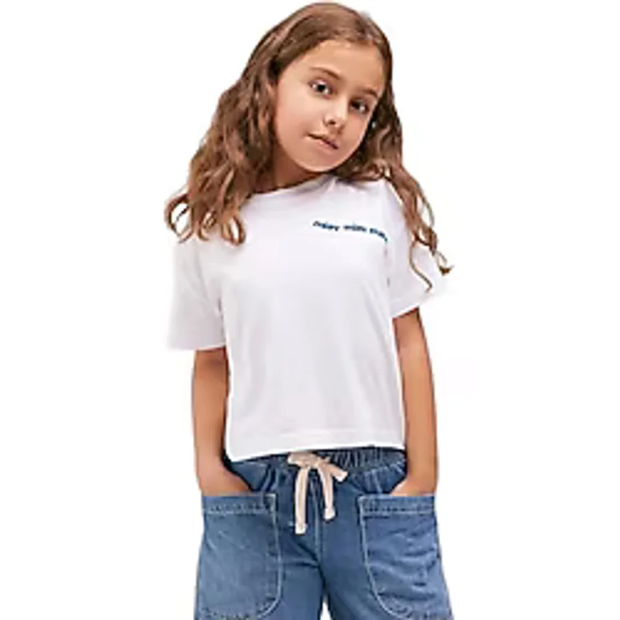 Mavi - Miav Baskılı Beyaz Crop Tişört 7610180-620 Beyaz