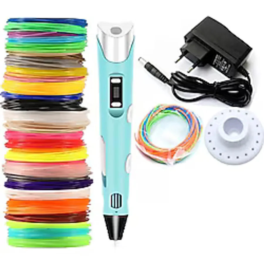 Mavi Renk 3D Pen Kalem Yazıcı ve 50 M Pla Filament 25 Renk x 2 M