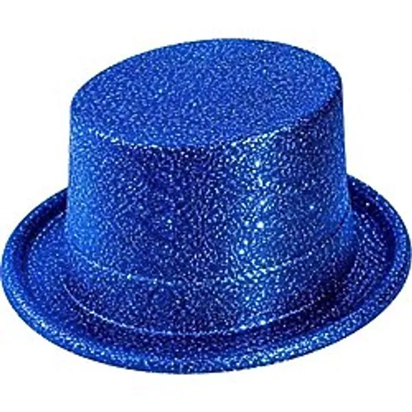 Mavi Simli Glitter Silindir Parti Şapkası