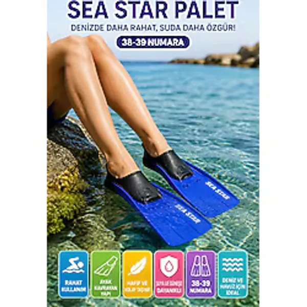 Mavi Siyah Deniz Havuz Paleti 38-39 Kaymaz Rahat Yüzme Paleti Plaj Havuz Kullanım